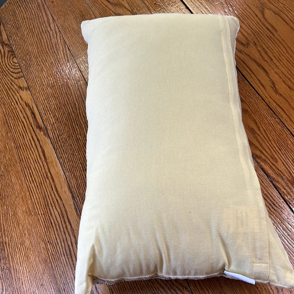 Artistic Accents 14”x24” accent pillow with silver beads and white pearl beads.
